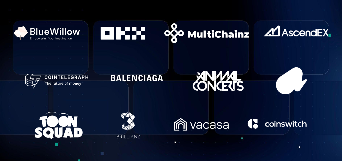 Pan Crypto Labs clients: BlueWillow, OKX, MultiChainz, AscendEX, Cointelegraph, Balenciaga, Animal Concerts, Toon Squad, Brillianz, Vacasa, CoinSwitch and more