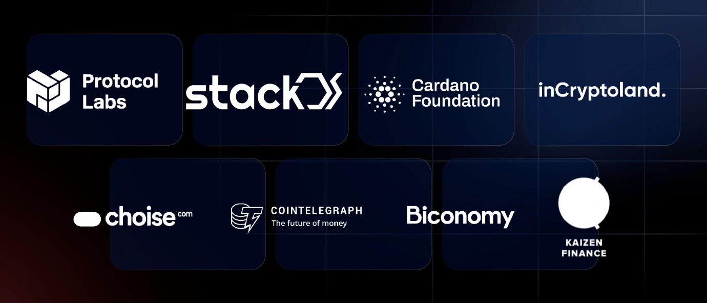 Pan Crypto Labs partners: Protocol Labs, StackOS, Cardano Foundation, inCryptoland, Choise, Cointelegraph, Biconomy, Kaizen Finance